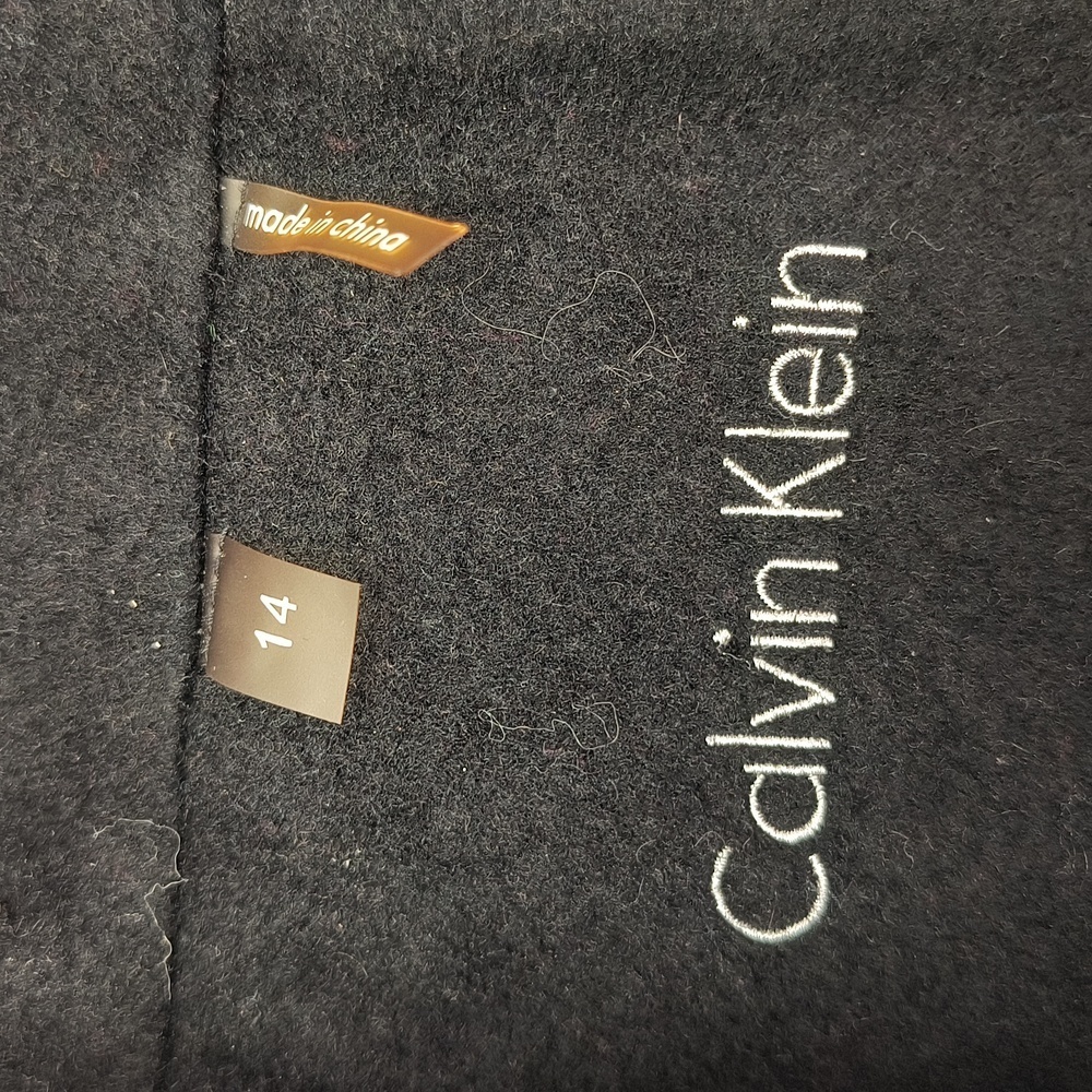 Calvin Klein Black Wool/Silk/Cashmere Double Breasted Peacoat Size 14 - Picture 9 of 9